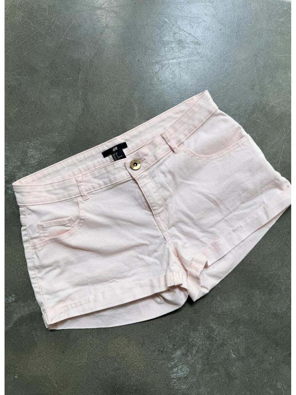 H&M Blush Pink Denim Shorts Low Rise Womens 8
